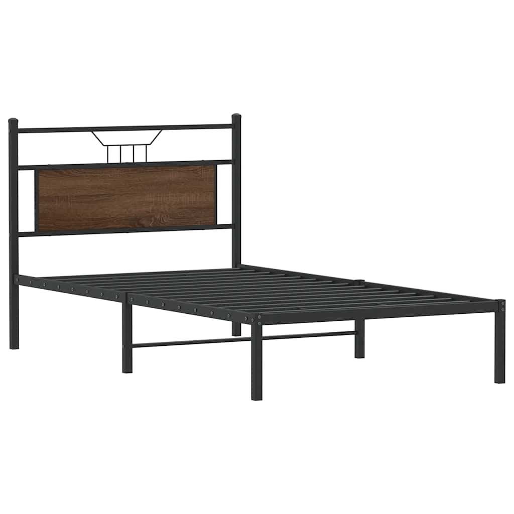 barna tölgy színű szerelt fa ágykeret matrac nélkül 100x200 cm