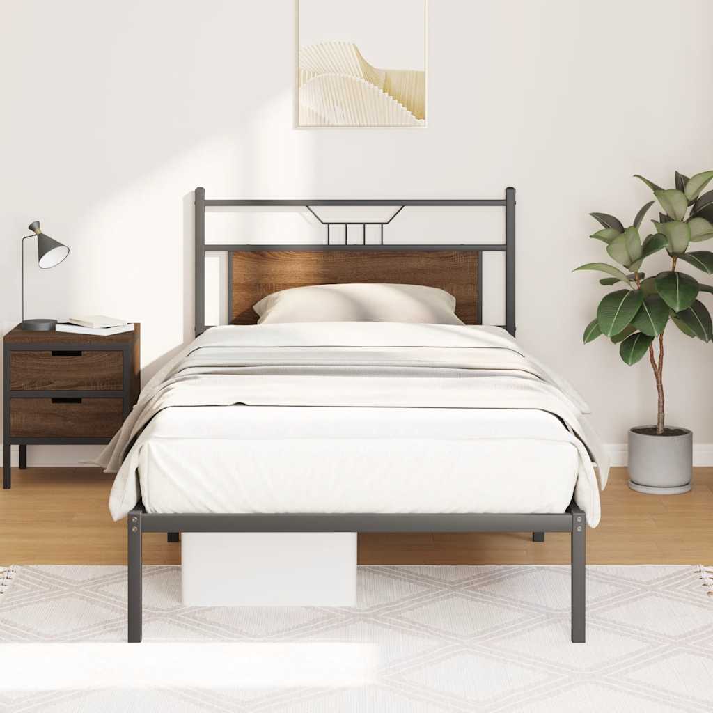 barna tölgy színű szerelt fa ágykeret matrac nélkül 100x200 cm