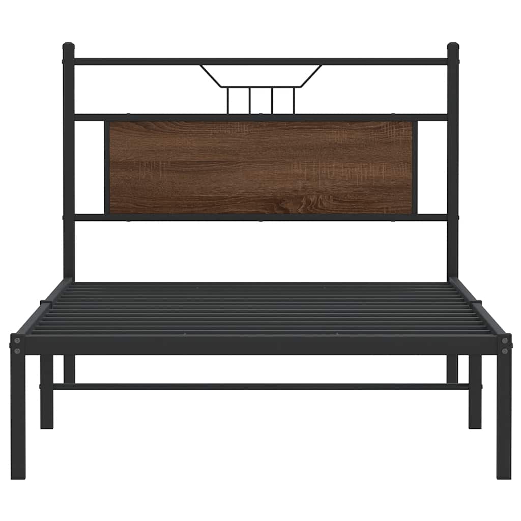 barna tölgy színű szerelt fa ágykeret matrac nélkül 100x200 cm