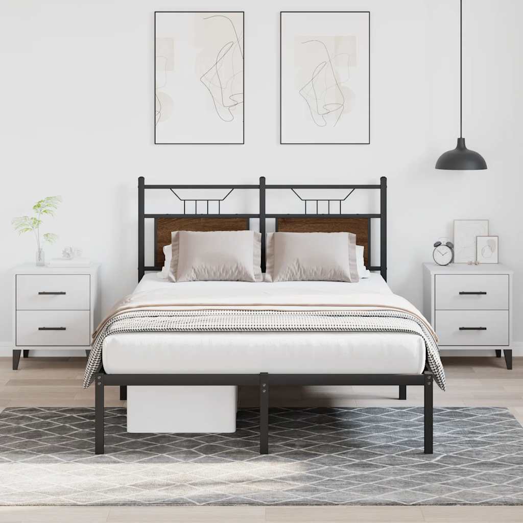 barna tölgy színű szerelt fa ágykeret matrac nélkül 120x190 cm