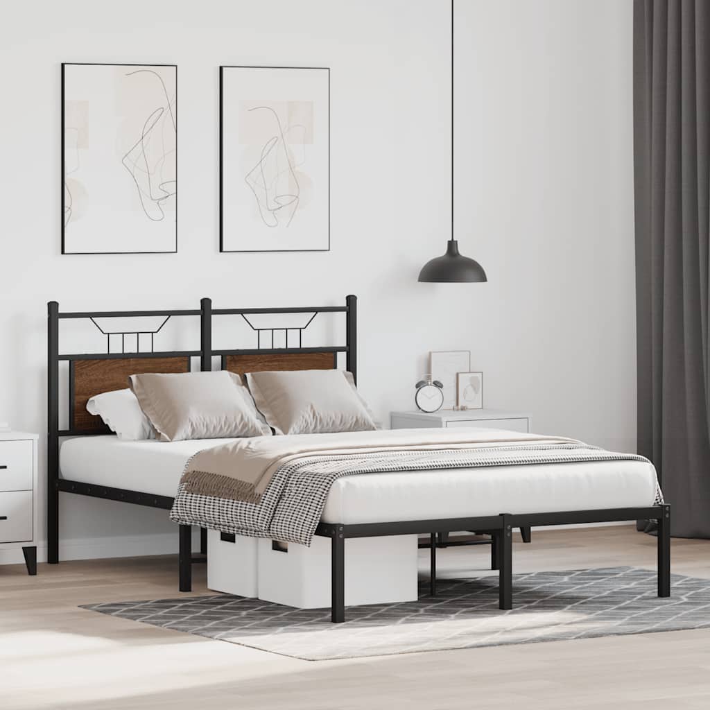 barna tölgy színű szerelt fa ágykeret matrac nélkül 120x200 cm