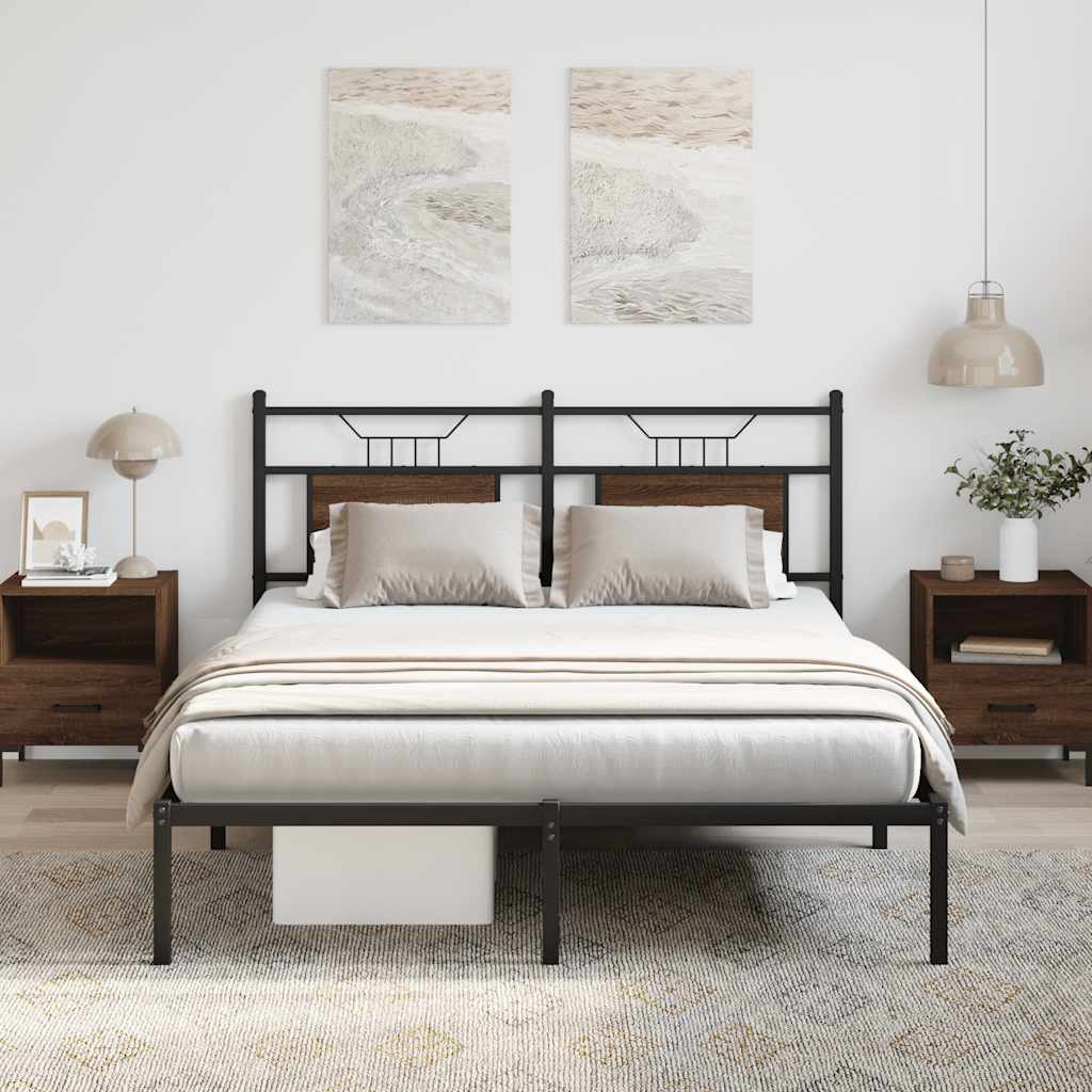 barna tölgy színű szerelt fa ágykeret matrac nélkül 140x190 cm