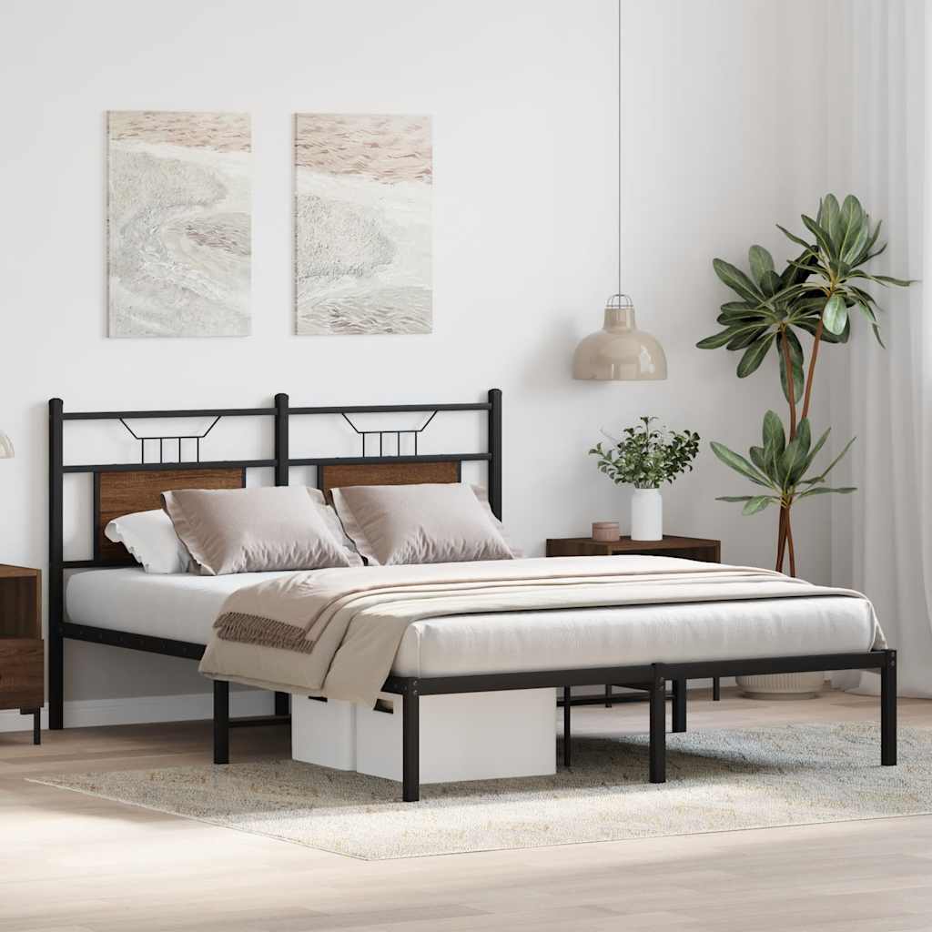 barna tölgy színű szerelt fa ágykeret matrac nélkül 140x190 cm