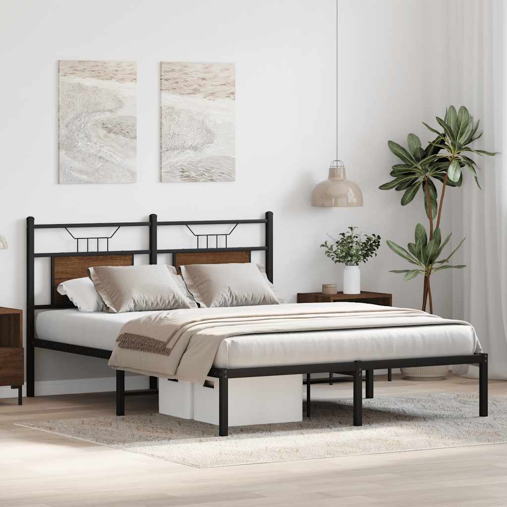 barna tölgy színű szerelt fa ágykeret matrac nélkül 140x200 cm