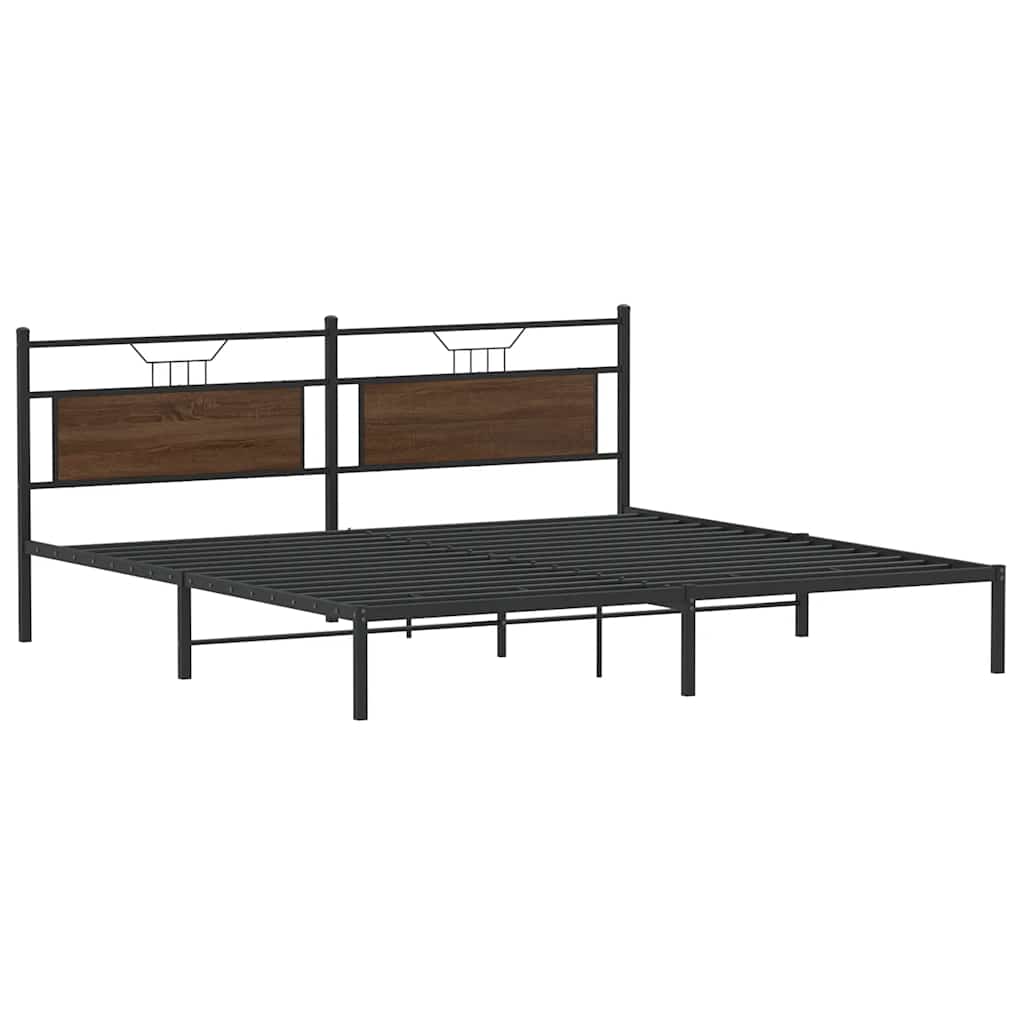 barna tölgy színű szerelt fa ágykeret matrac nélkül 200x200 cm
