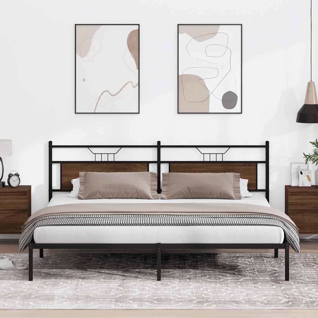 barna tölgy színű szerelt fa ágykeret matrac nélkül 200x200 cm