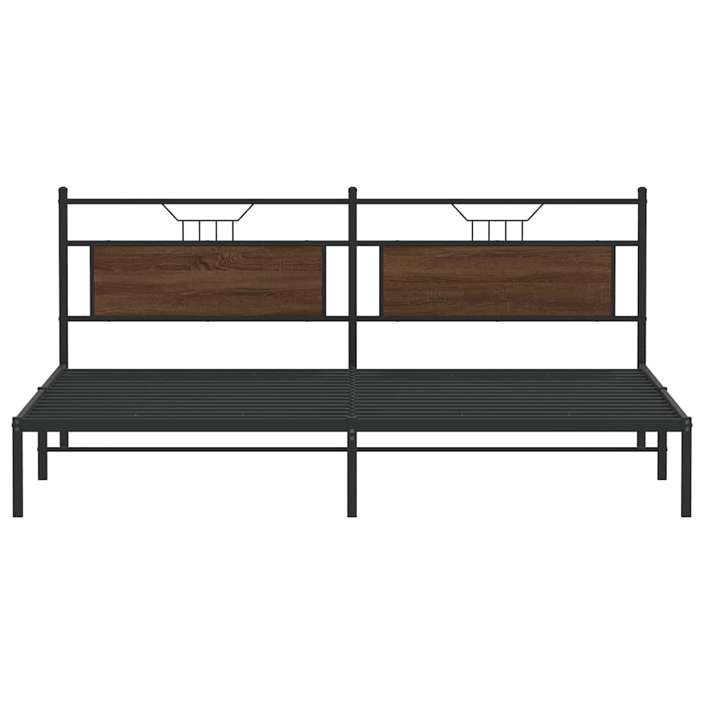 barna tölgy színű szerelt fa ágykeret matrac nélkül 200x200 cm