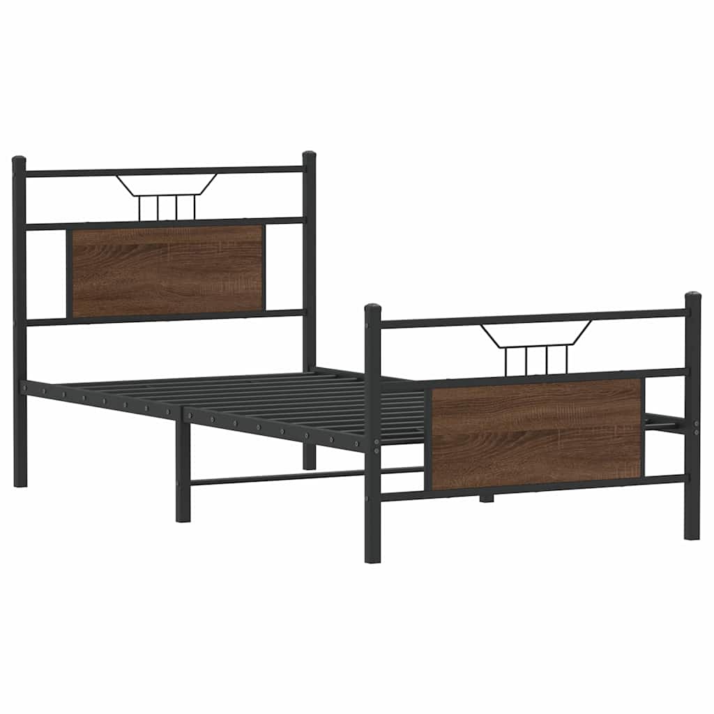 barna tölgy színű szerelt fa ágykeret matrac nélkül 75x190 cm