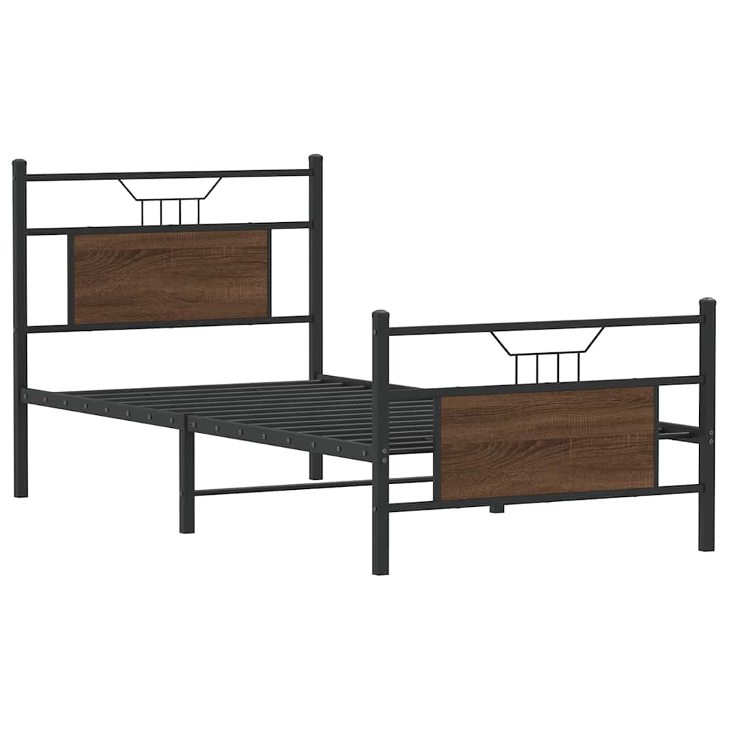 barna tölgy színű szerelt fa ágykeret matrac nélkül 90x190 cm