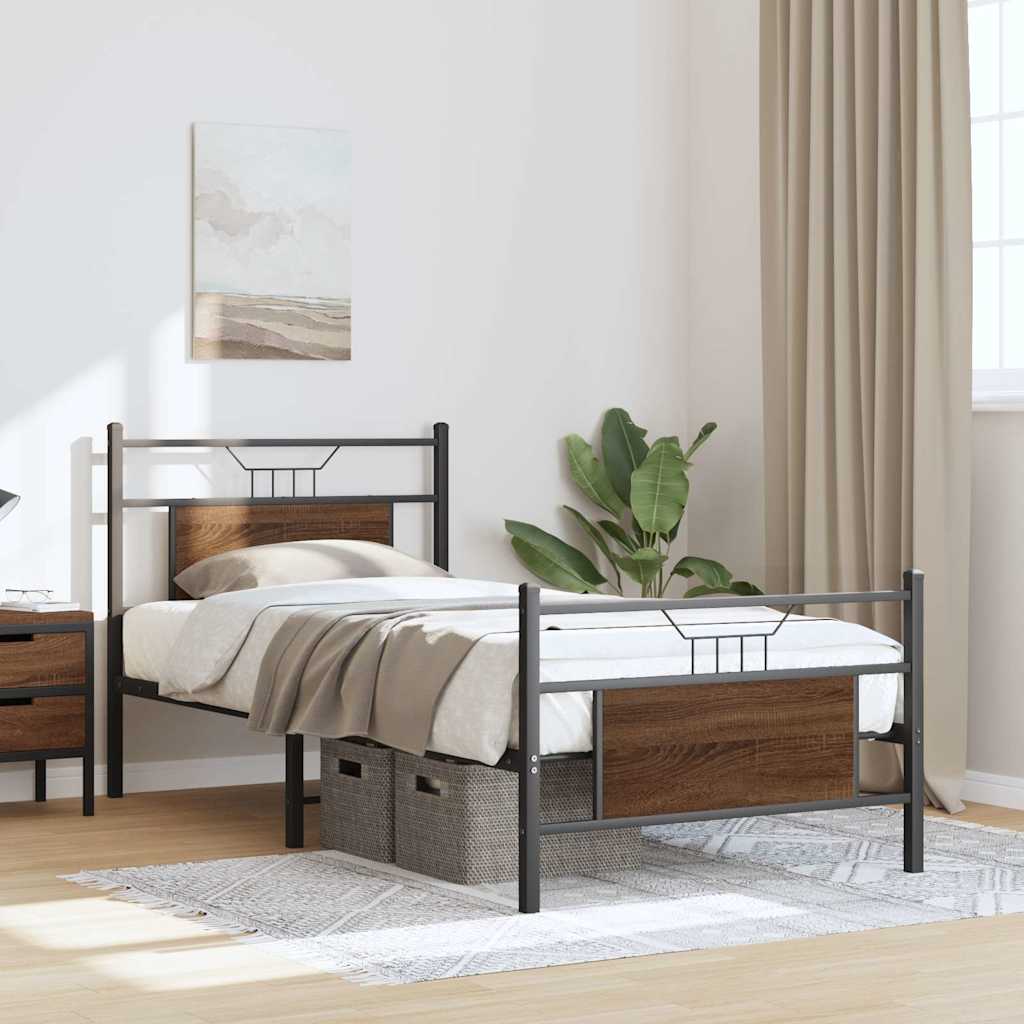 barna tölgy színű szerelt fa ágykeret matrac nélkül 90x190 cm