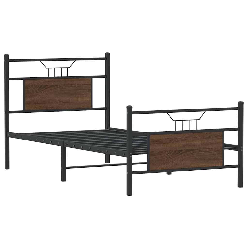 barna tölgy színű szerelt fa ágykeret matrac nélkül 90x200 cm