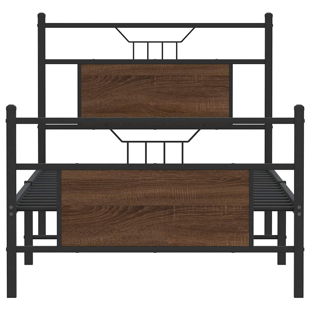 barna tölgy színű szerelt fa ágykeret matrac nélkül 90x200 cm