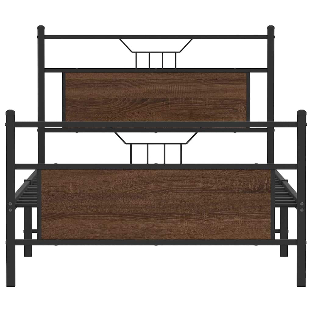 barna tölgy színű szerelt fa ágykeret matrac nélkül 90x190 cm