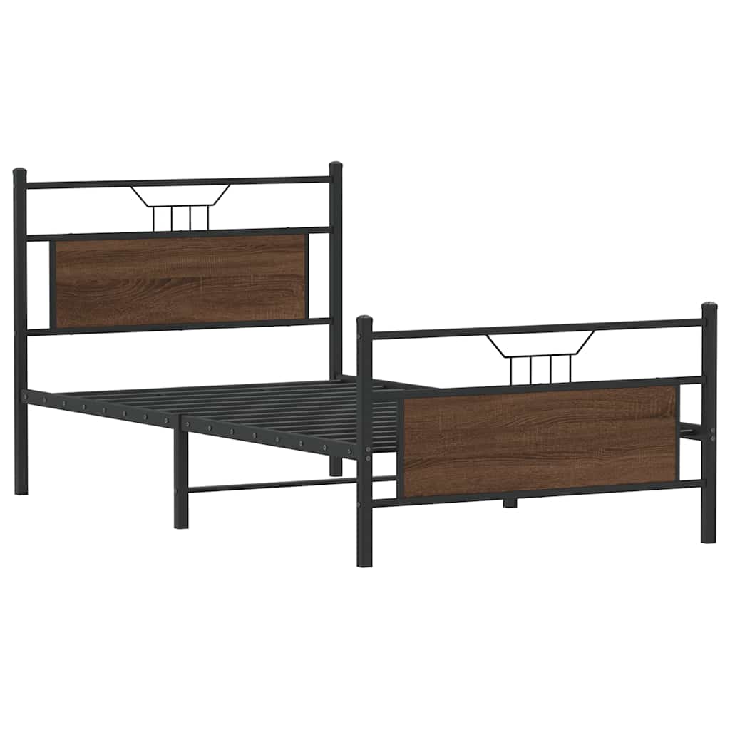 barna tölgy színű szerelt fa ágykeret matrac nélkül 100x200 cm