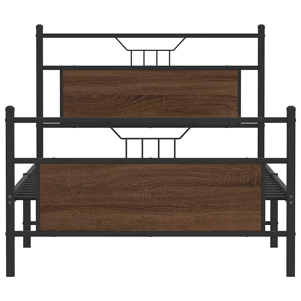 barna tölgy színű szerelt fa ágykeret matrac nélkül 100x200 cm
