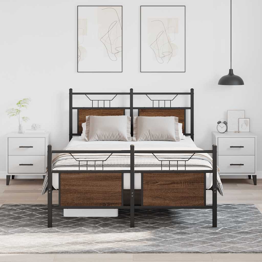 barna tölgy színű szerelt fa ágykeret matrac nélkül 120x200 cm
