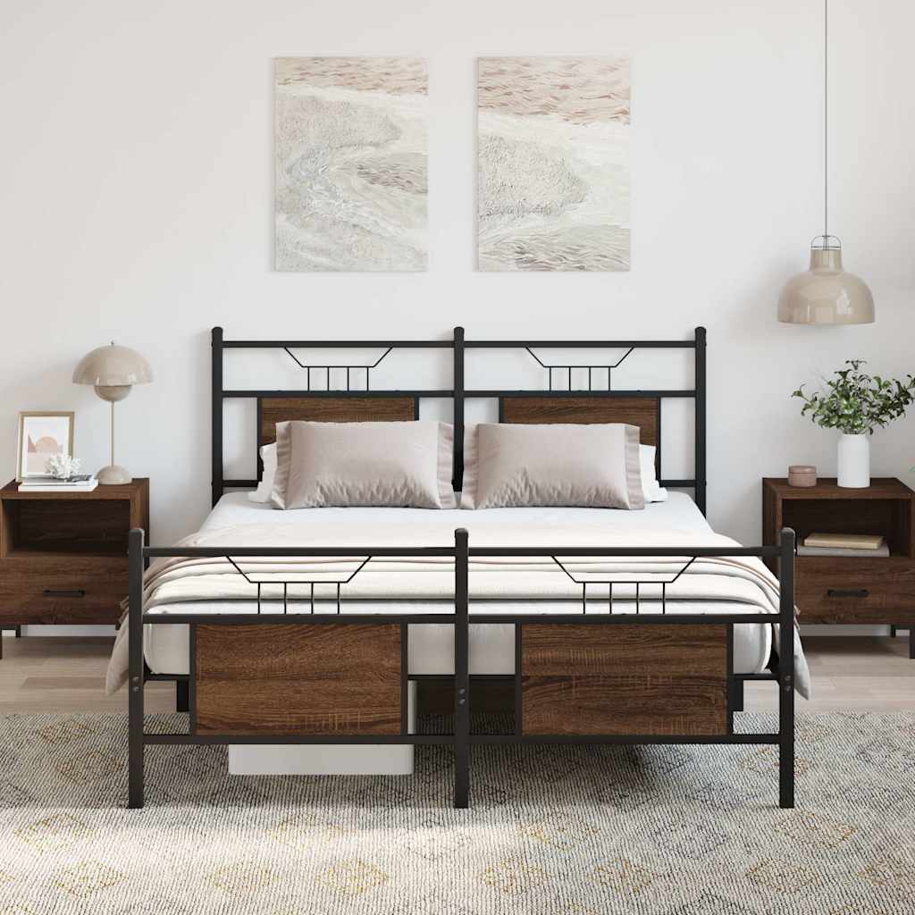 barna tölgy színű szerelt fa ágykeret matrac nélkül 140x190 cm