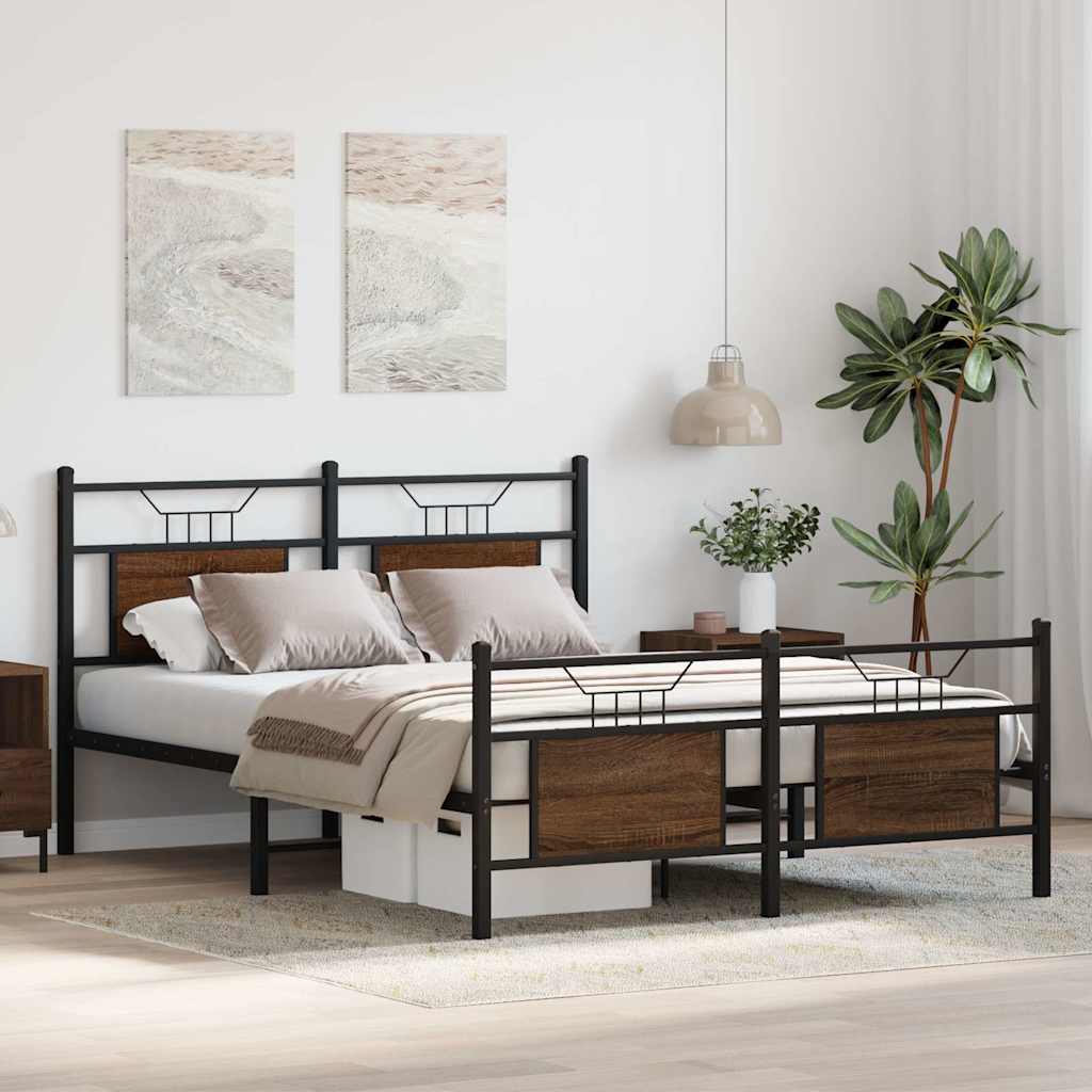 barna tölgy színű szerelt fa ágykeret matrac nélkül 140x190 cm
