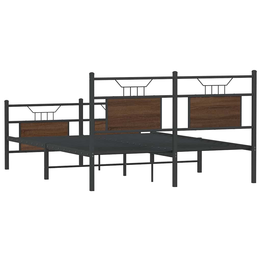 barna tölgy színű szerelt fa ágykeret matrac nélkül 140x190 cm