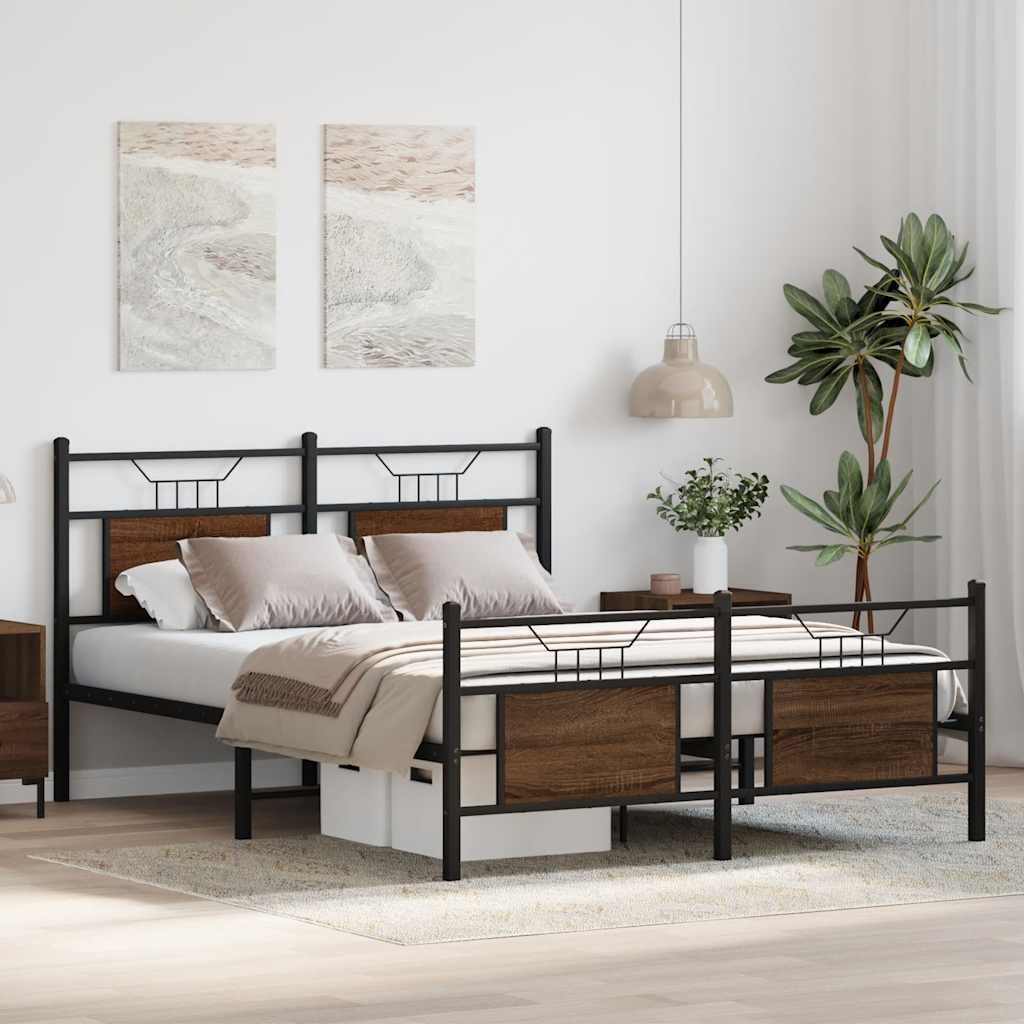 barna tölgy színű szerelt fa ágykeret matrac nélkül 140x200 cm