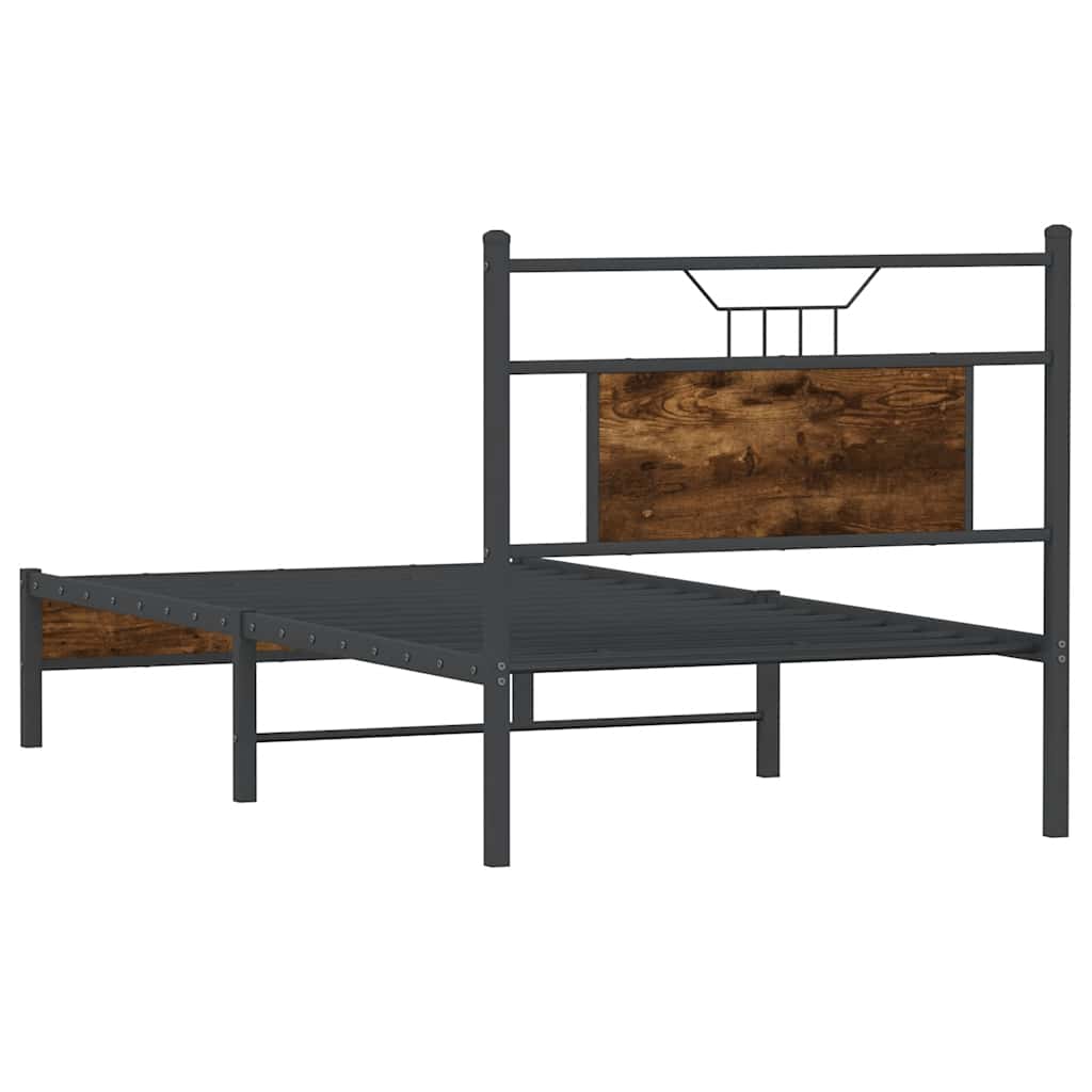 füstös tölgy színű szerelt fa ágykeret matrac nélkül 75x190 cm