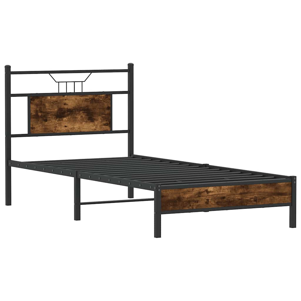 füstös tölgy színű szerelt fa ágykeret matrac nélkül 80x200 cm