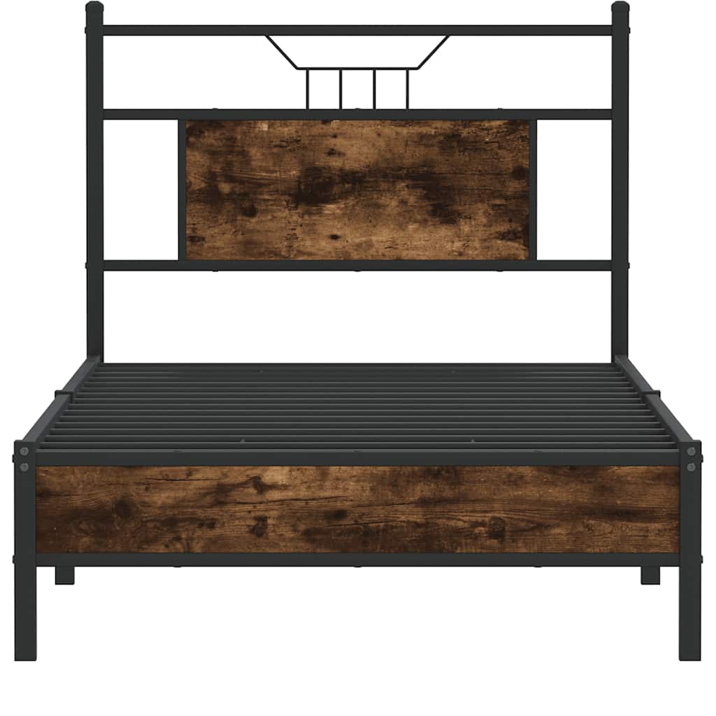 füstös tölgy színű szerelt fa ágykeret matrac nélkül 80x200 cm