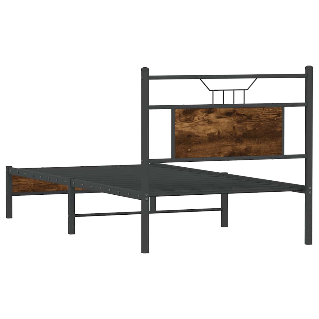 füstös tölgy színű szerelt fa ágykeret matrac nélkül 80x200 cm