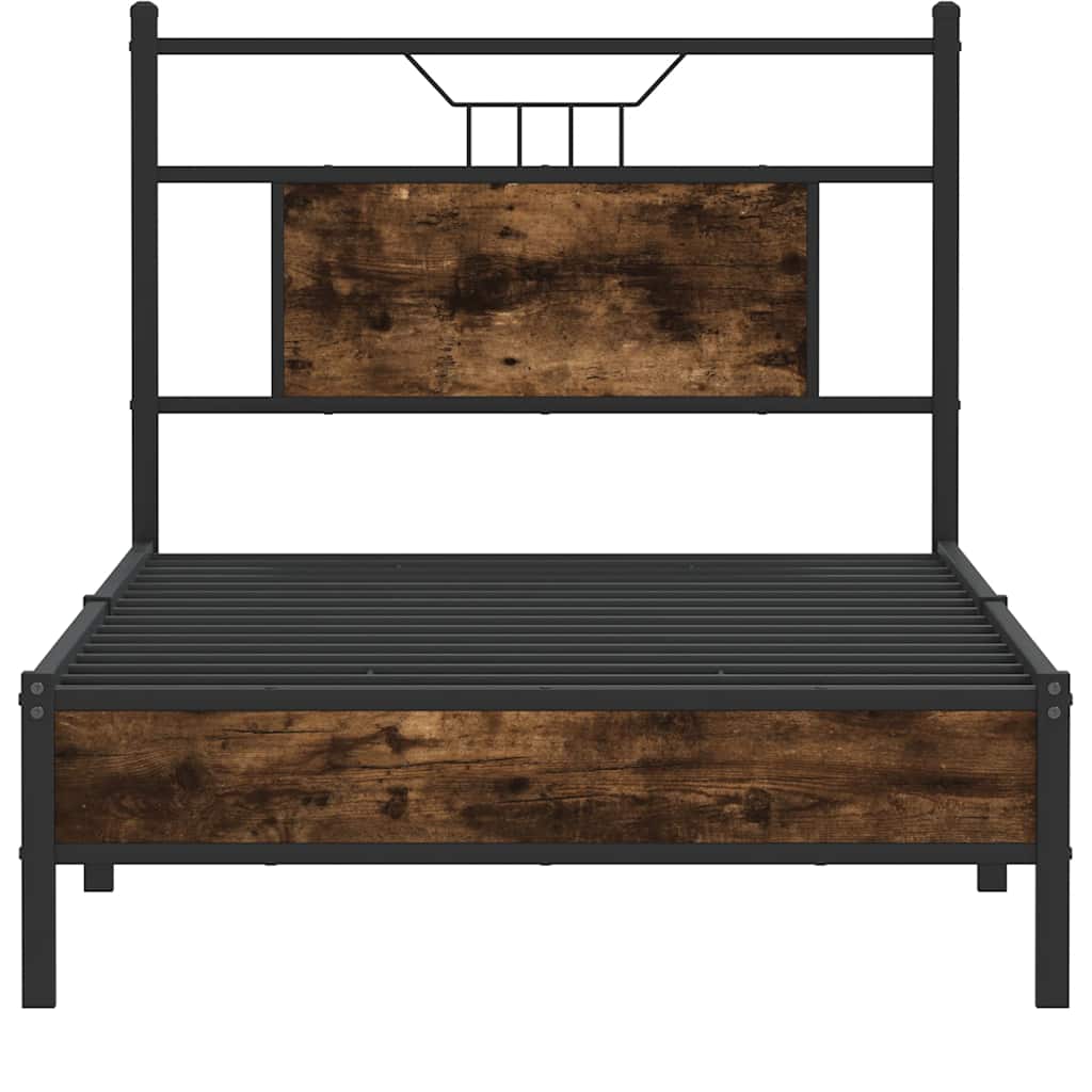 füstös tölgy színű szerelt fa ágykeret matrac nélkül 90x190 cm