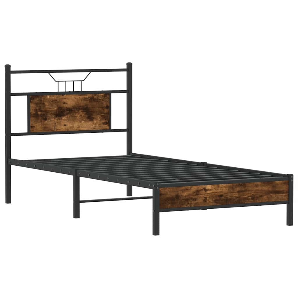 füstös tölgy színű szerelt fa ágykeret matrac nélkül 90x200 cm