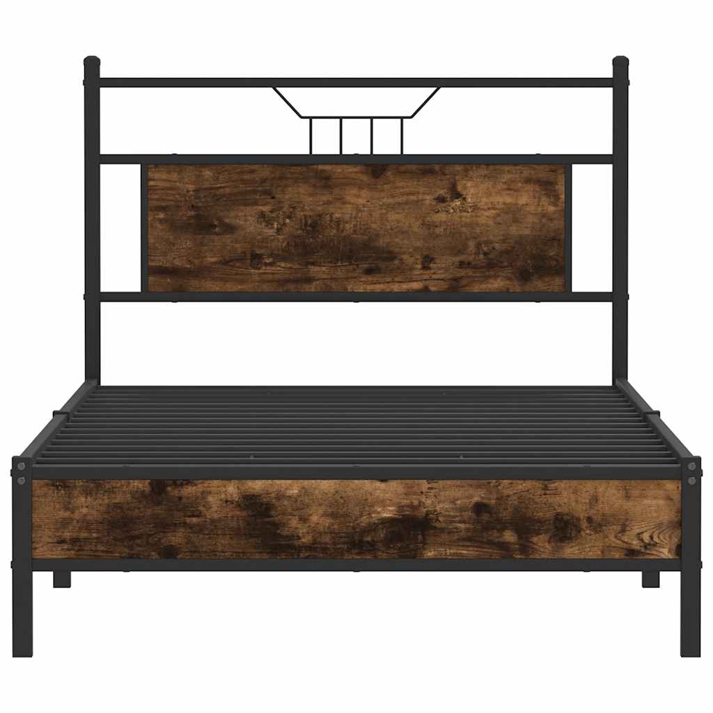 füstös tölgy színű szerelt fa ágykeret matrac nélkül 107x203 cm