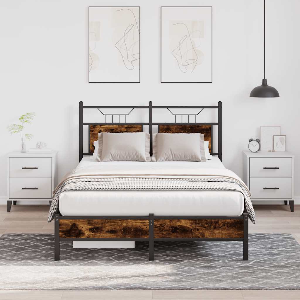 füstös tölgy színű szerelt fa ágykeret matrac nélkül 120x190 cm