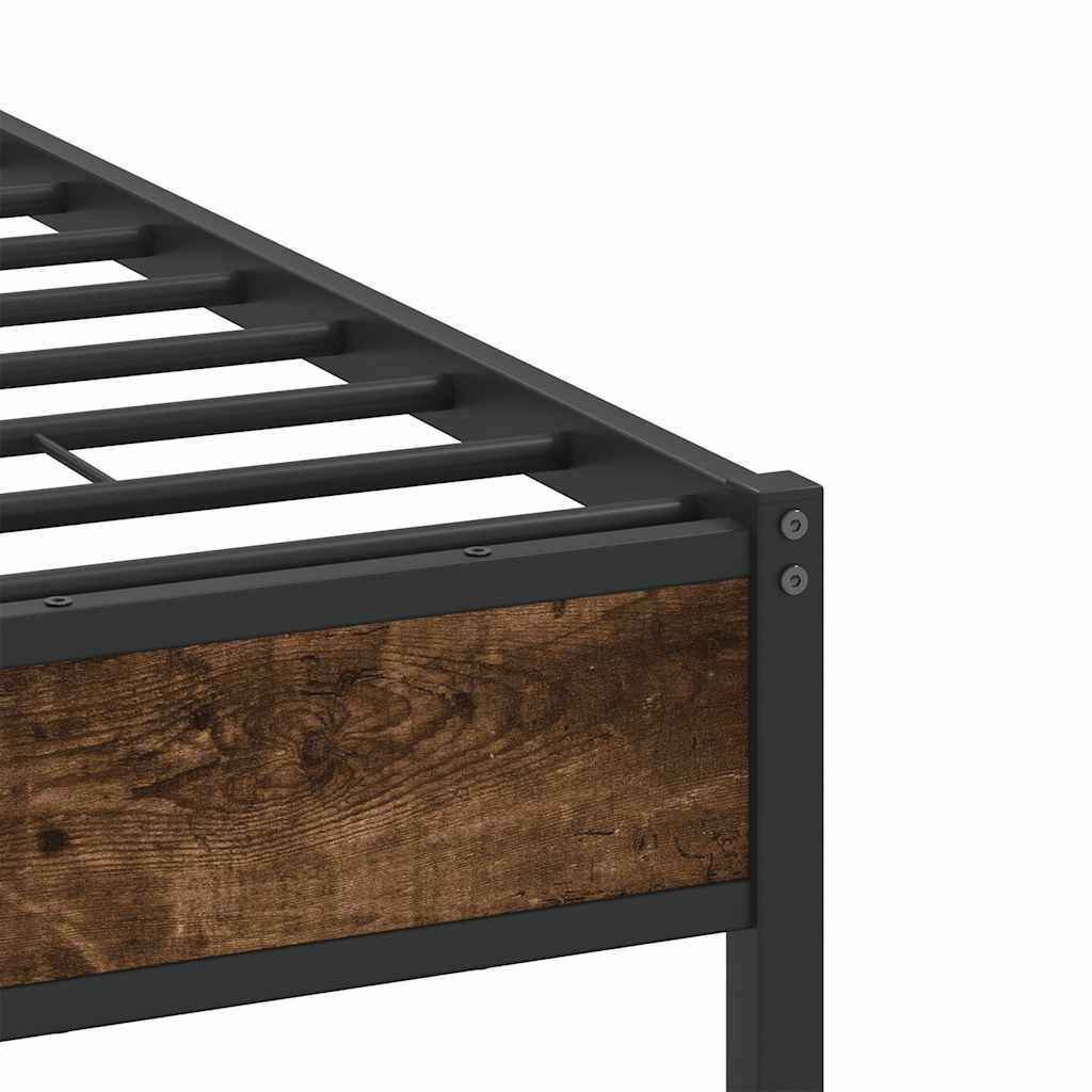 füstös tölgy színű szerelt fa ágykeret matrac nélkül 120x200 cm