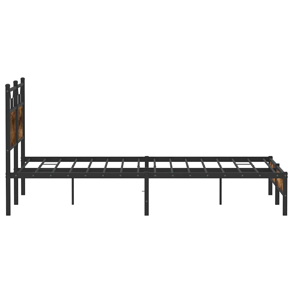 füstös tölgy színű szerelt fa ágykeret matrac nélkül 137x190 cm