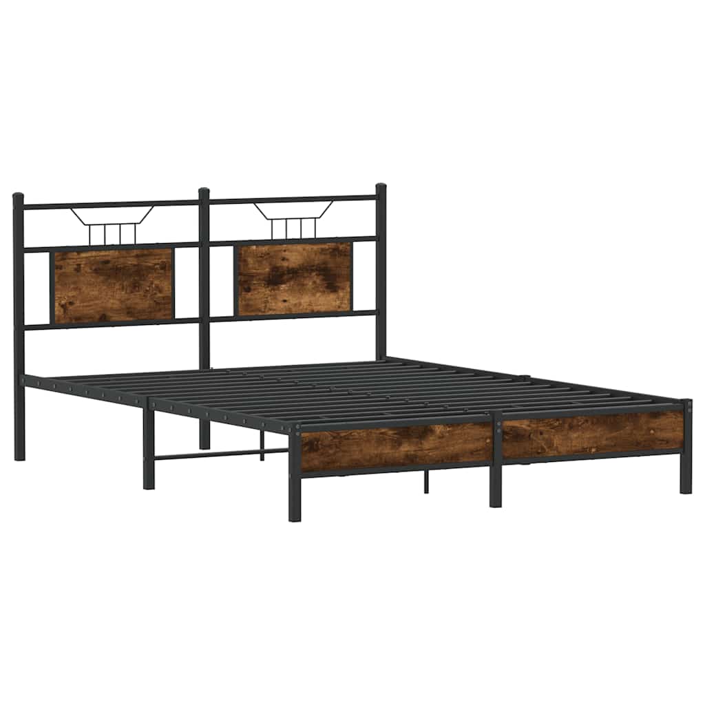 füstös tölgy színű szerelt fa ágykeret matrac nélkül 140x190 cm