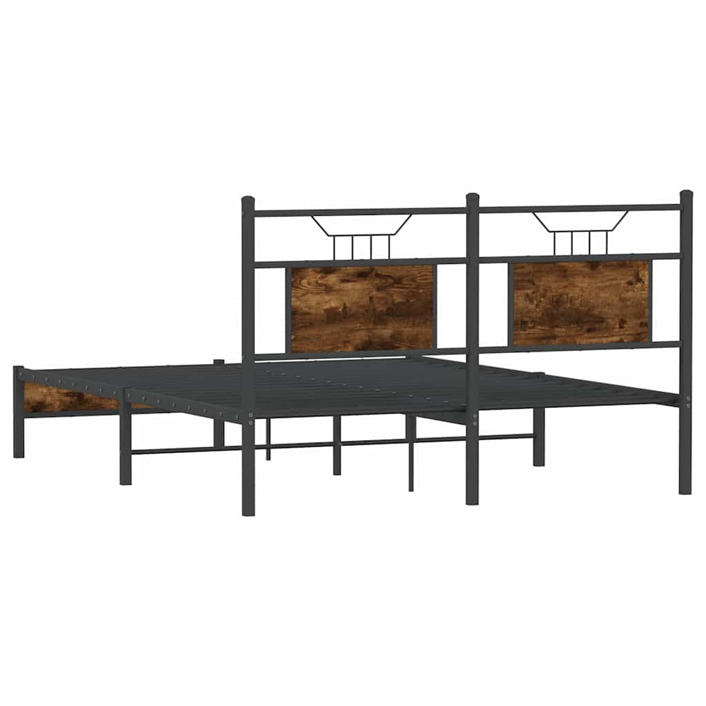 füstös tölgy színű szerelt fa ágykeret matrac nélkül 140x190 cm