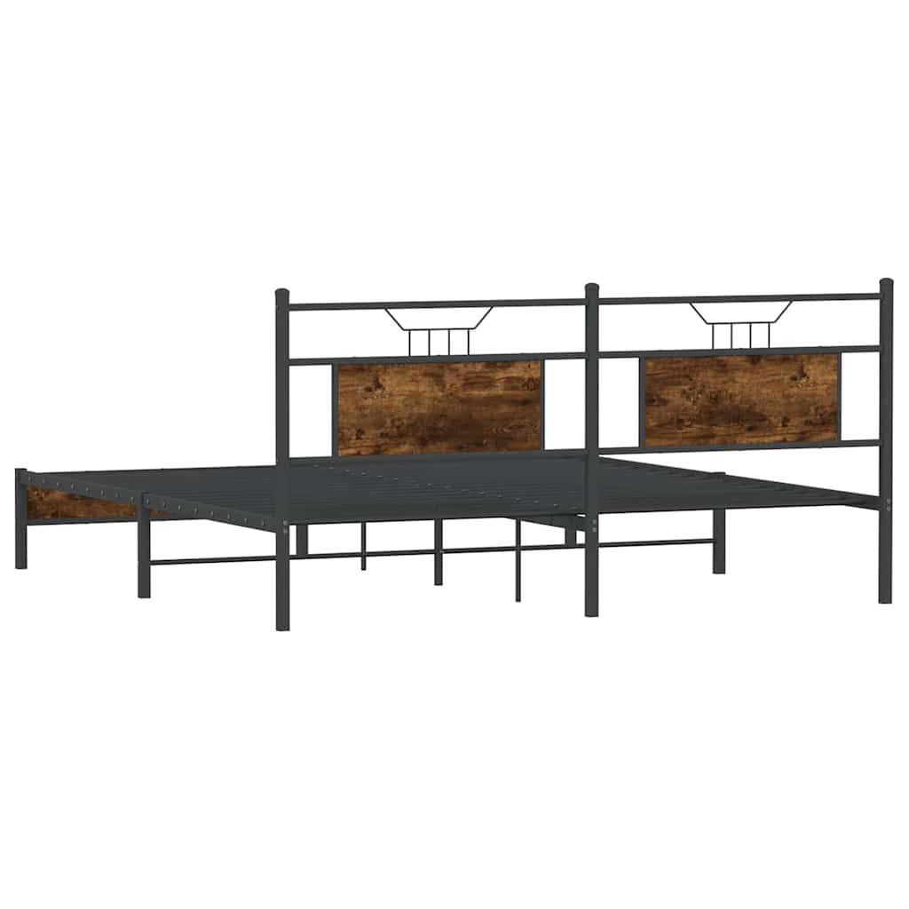füstös tölgy színű szerelt fa ágykeret matrac nélkül 160x200 cm