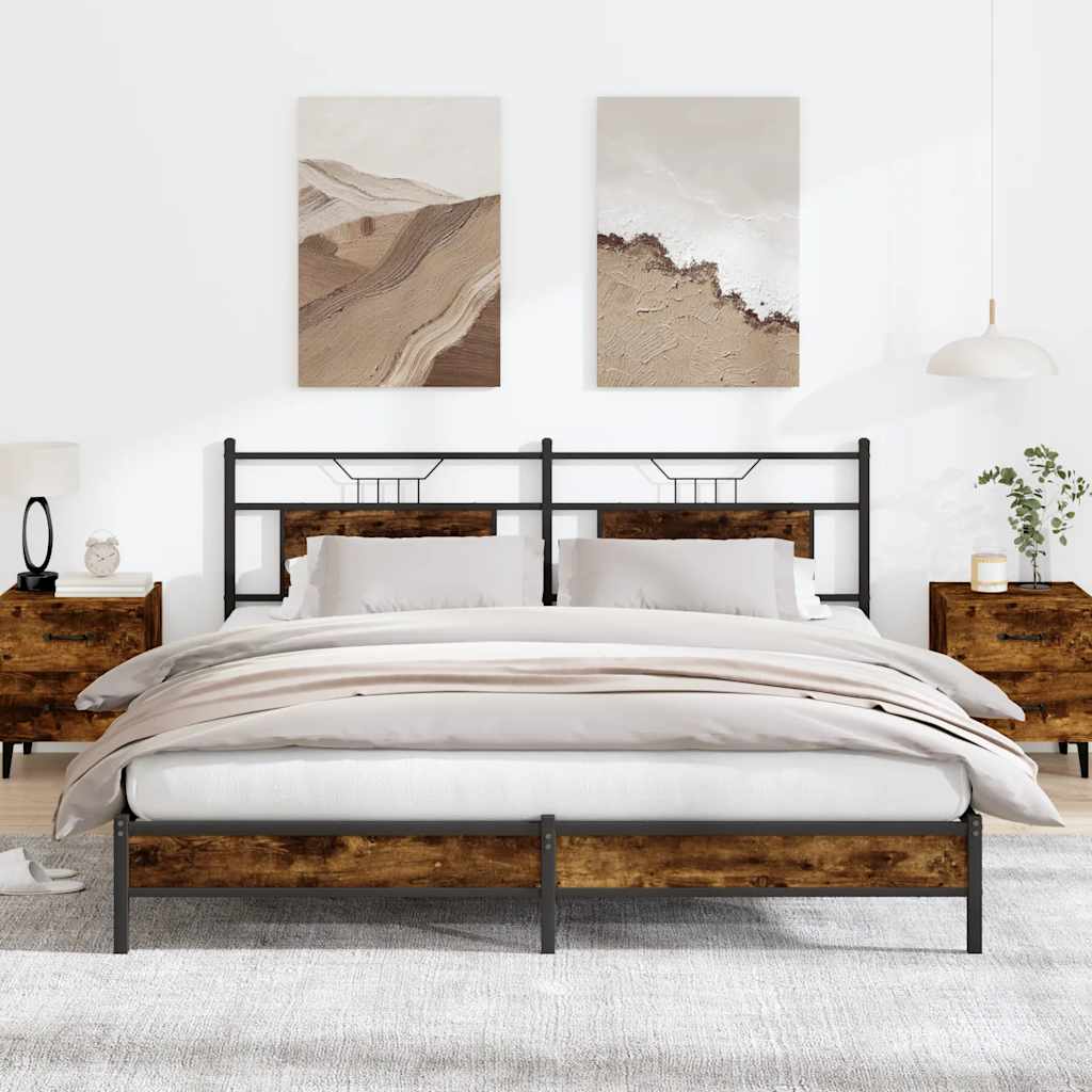 füstös tölgy színű szerelt fa ágykeret matrac nélkül 160x200 cm