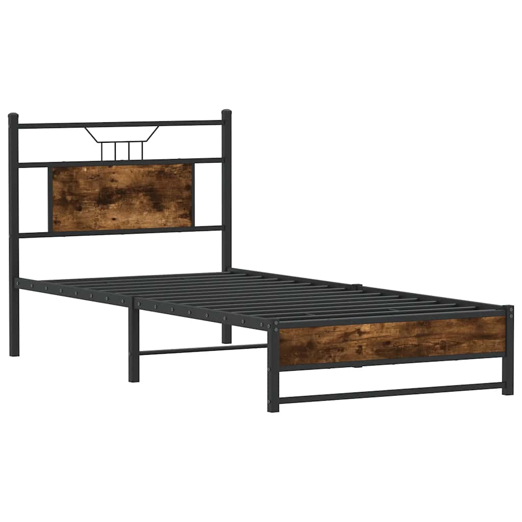 füstös tölgy színű szerelt fa ágykeret matrac nélkül 80x200 cm
