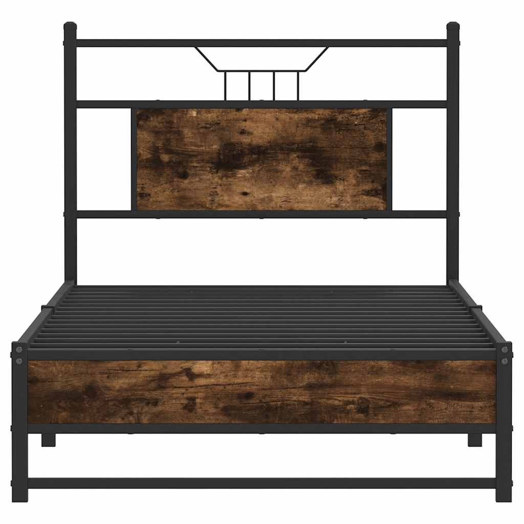 füstös tölgy színű szerelt fa ágykeret matrac nélkül 80x200 cm