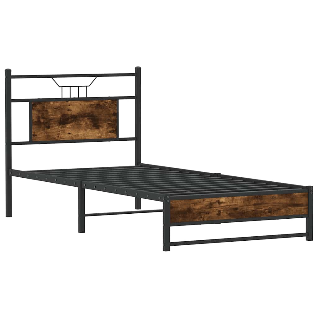 füstös tölgy színű szerelt fa ágykeret matrac nélkül 90x190 cm
