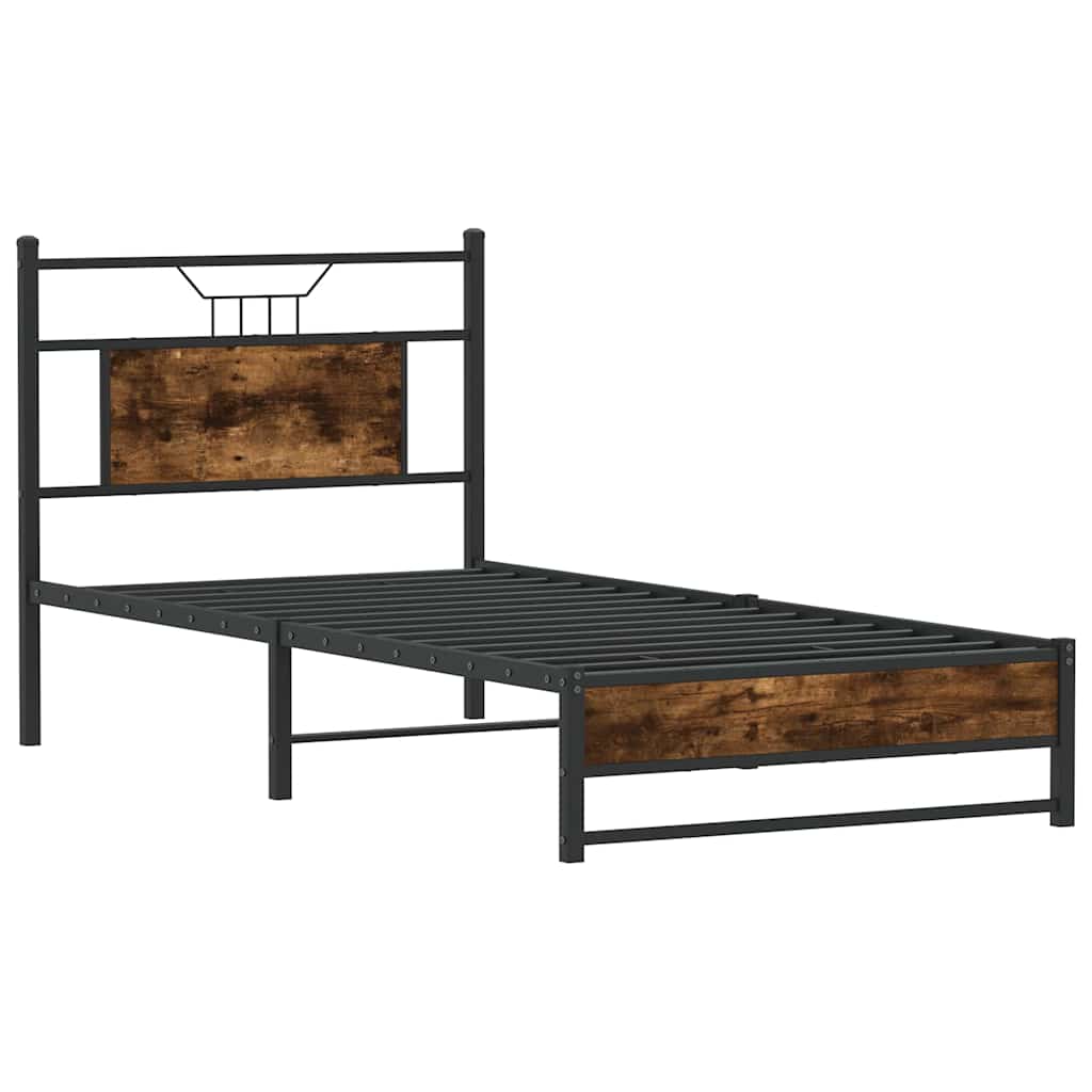 füstös tölgy színű szerelt fa ágykeret matrac nélkül 90x200 cm