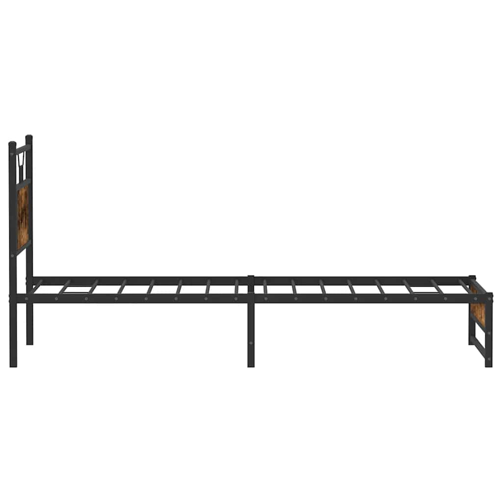 füstös tölgy színű szerelt fa ágykeret matrac nélkül 90x200 cm
