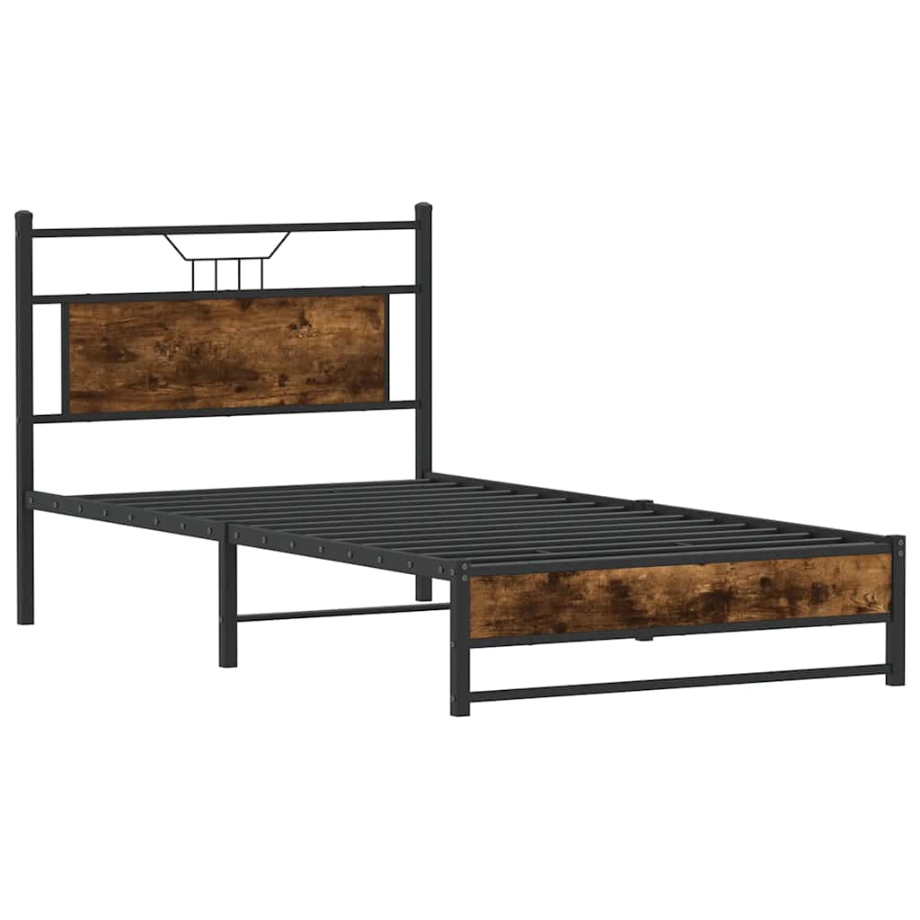füstös tölgy színű szerelt fa ágykeret matrac nélkül 100x200 cm