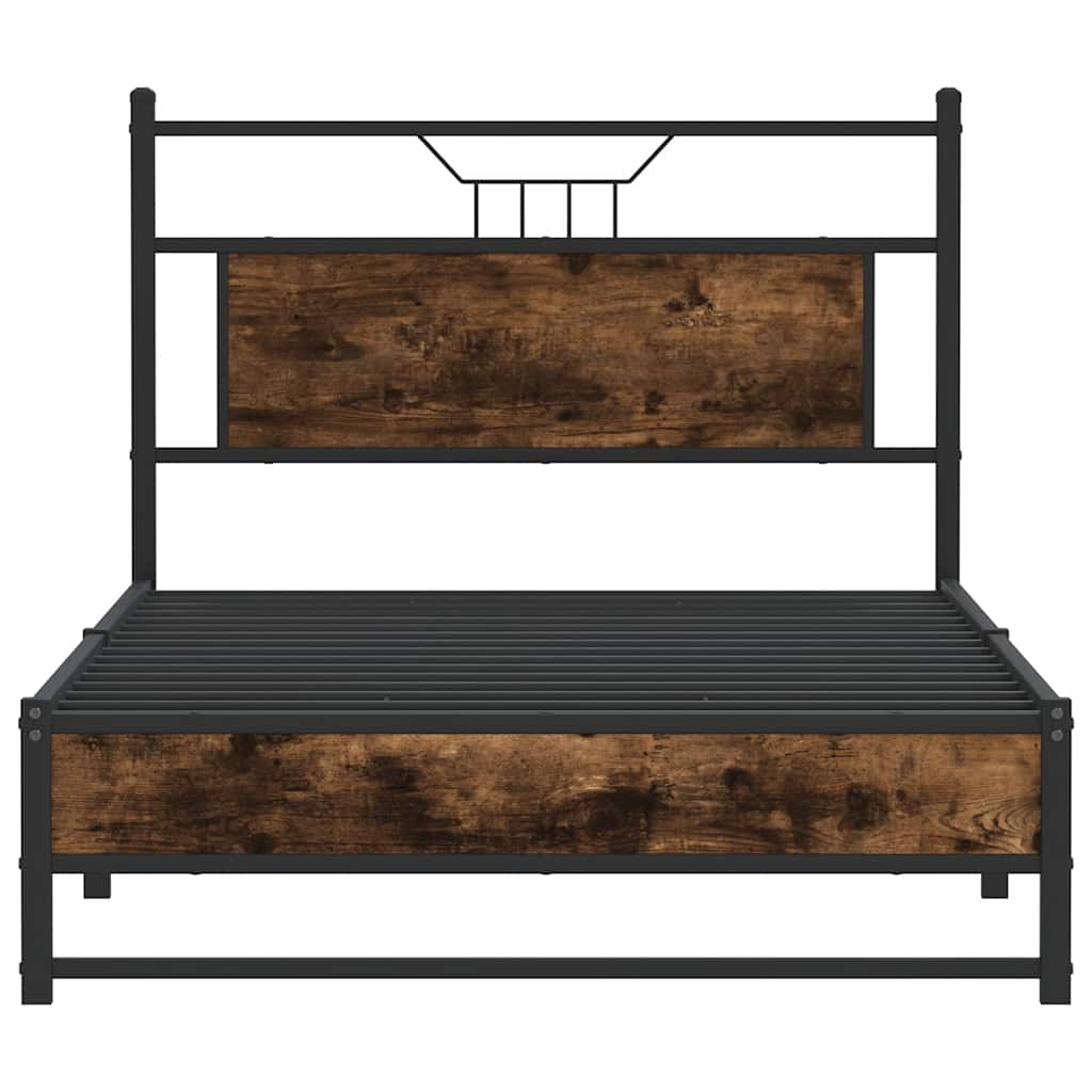 füstös tölgy színű szerelt fa ágykeret matrac nélkül 100x200 cm