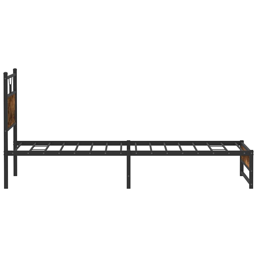 füstös tölgy színű szerelt fa ágykeret matrac nélkül 100x200 cm