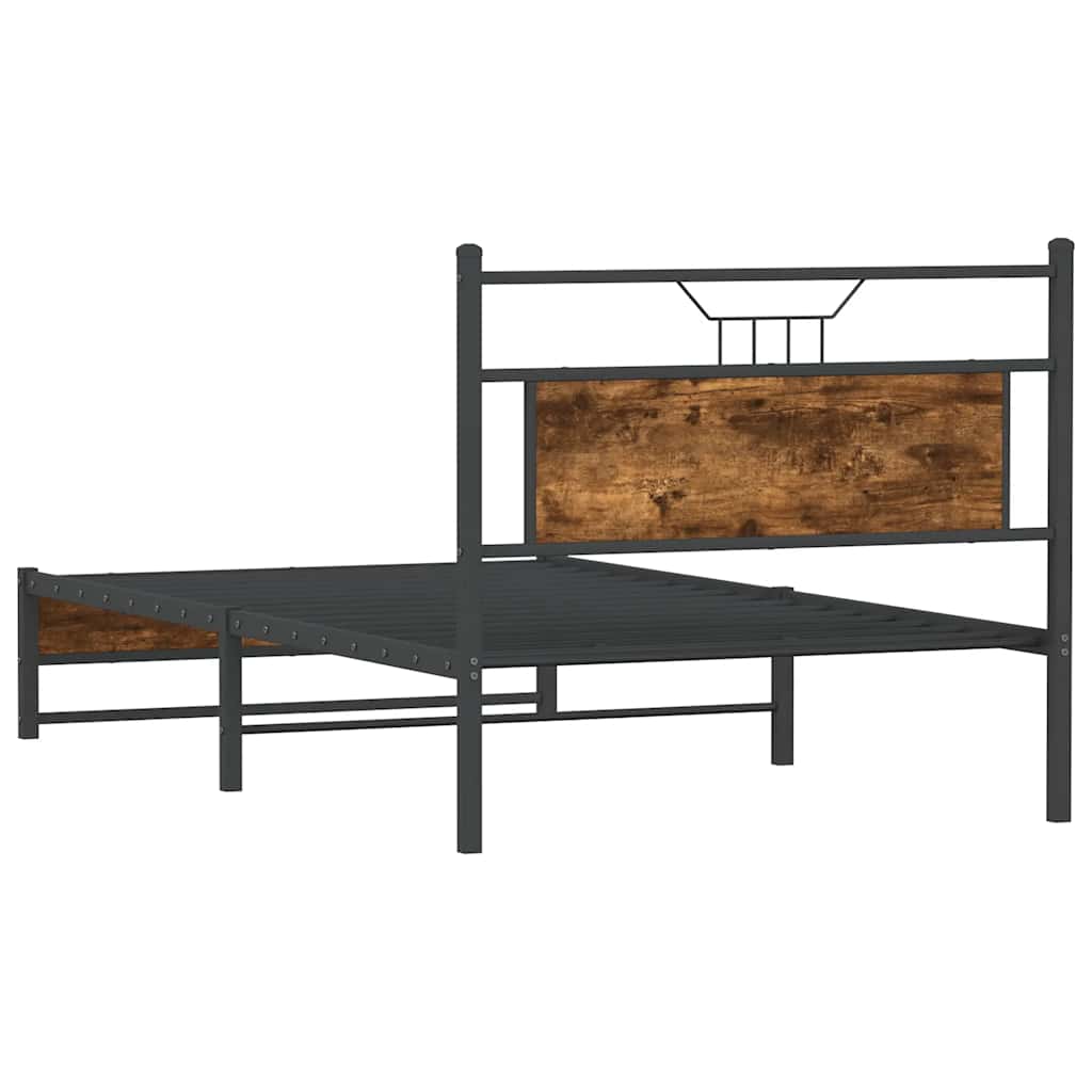 füstös tölgy színű szerelt fa ágykeret matrac nélkül 100x200 cm