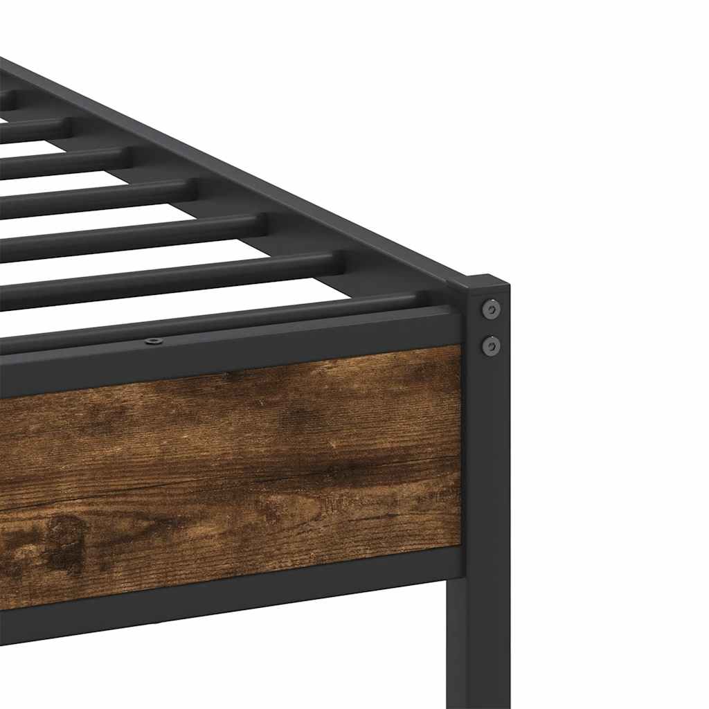 füstös tölgy színű szerelt fa ágykeret matrac nélkül 100x200 cm