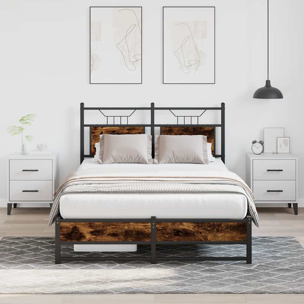 füstös tölgy színű szerelt fa ágykeret matrac nélkül 120x190 cm