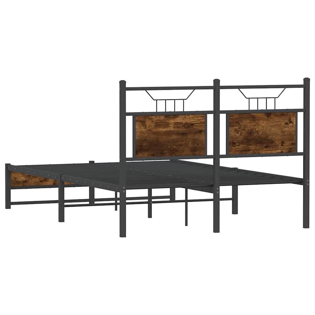 füstös tölgy színű szerelt fa ágykeret matrac nélkül 120x200 cm
